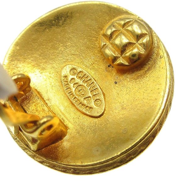 Chanel Button Earrings Gold Clip-On 94A 28574 - Picture 2 of 5